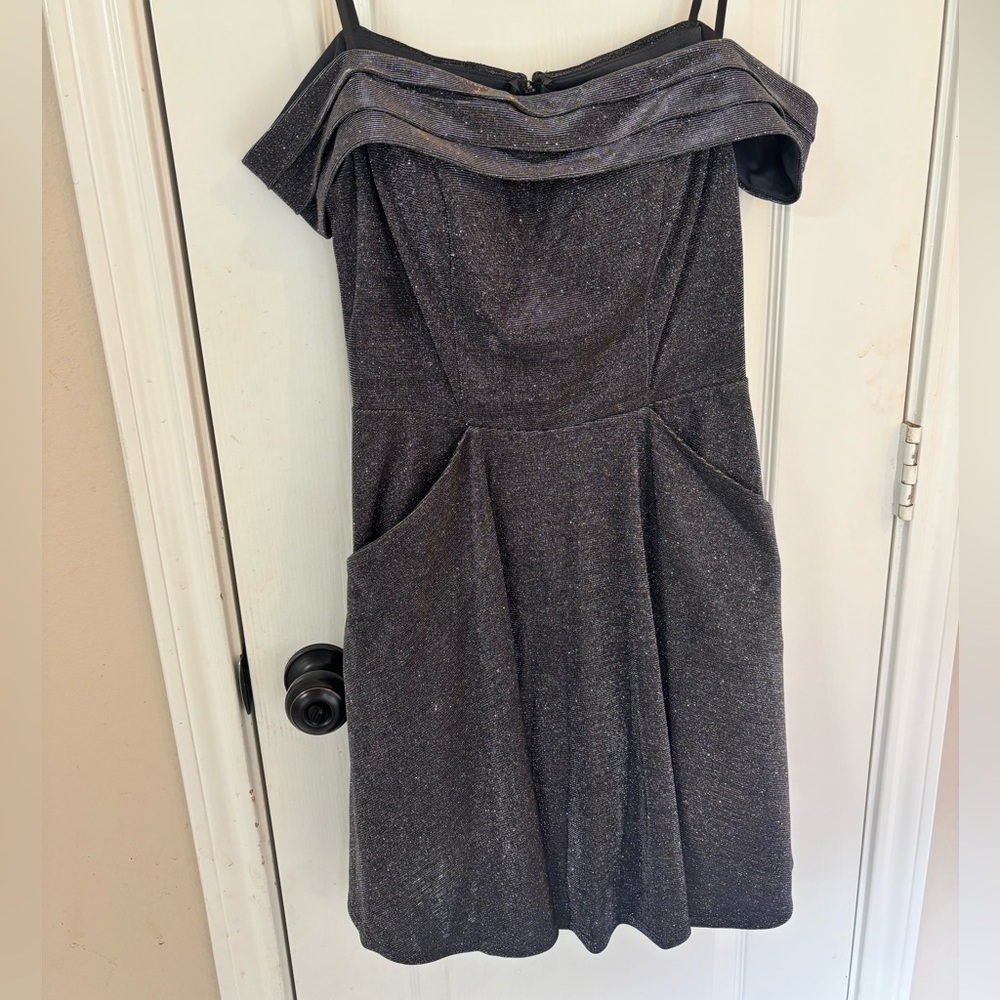 City Studio‎ Off Shoulder Metallic Sparkle Prom Dress Junior size 9 with Pockets